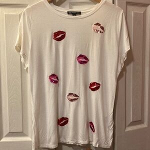 I.N.C. International Concepts Bedazzled Kiss Print XL Tee LIKE NEW!